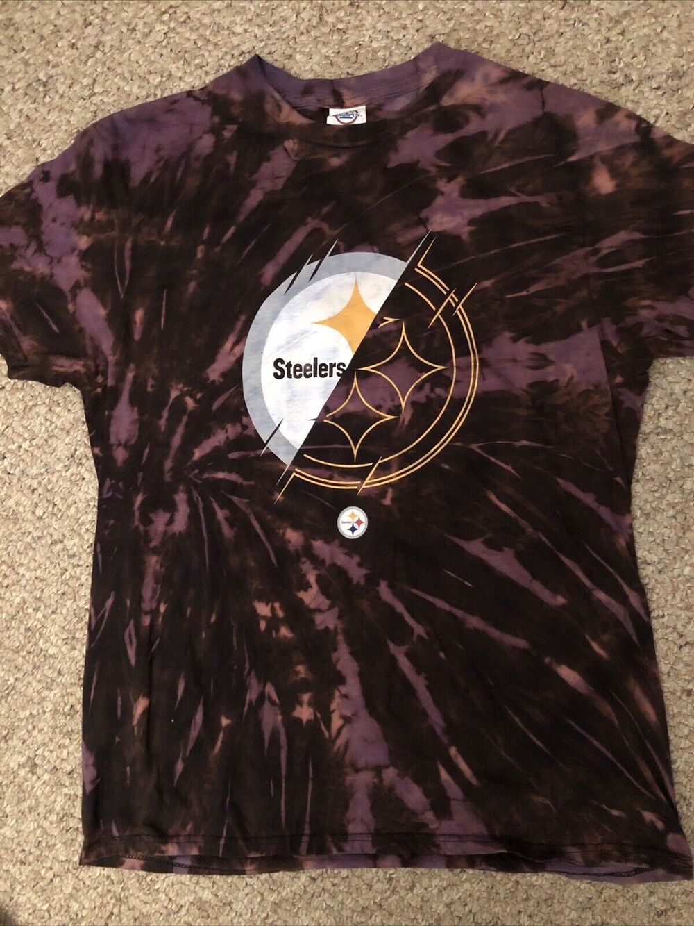 Pittsburgh Steelers Front LA Lakers Back All Over Purple Tie Dye T Shirts Rare L